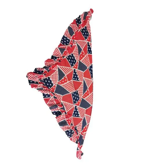 1960s/70s Vintage Red, White & Blue Patchwork Dress + Capelet, size xs - Picture 8 of 8